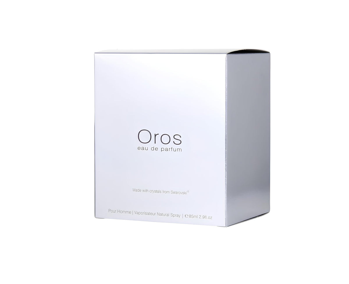 Boxed Armaf Oros packaging and bottle display for gifting and collection.