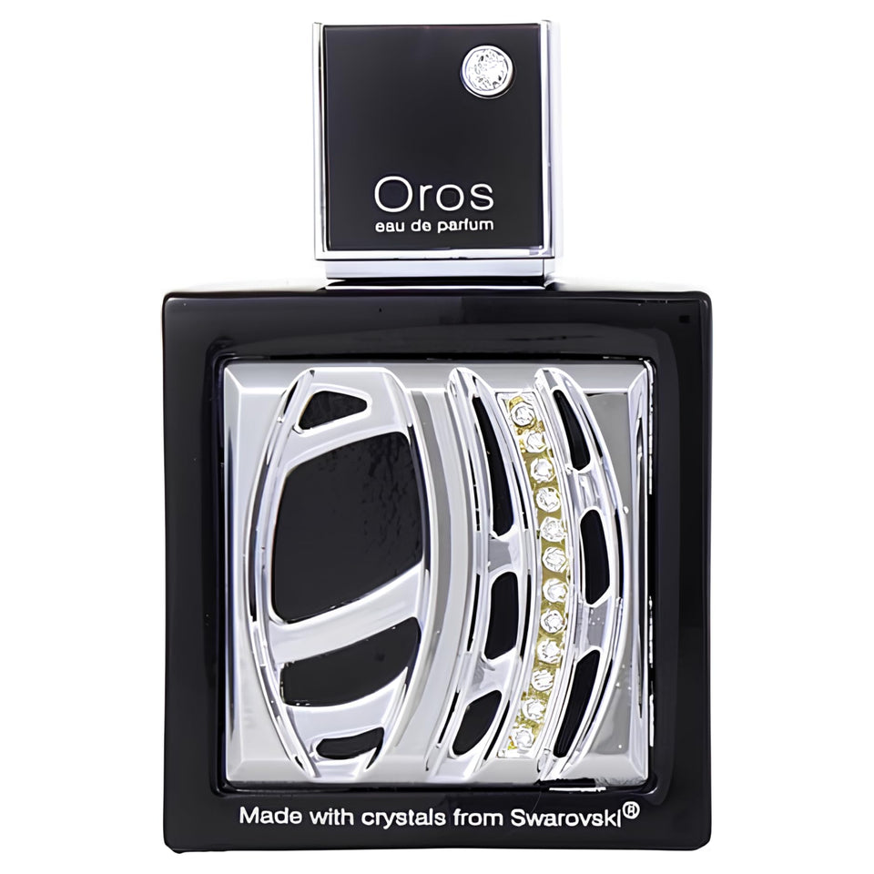 Armaf Oros bottle front with Swarovski crystals for a premium look.