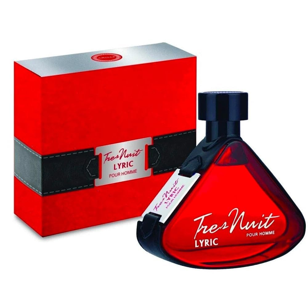 Armaf Tres Nuit Lyric bottle closeup highlighting a fresh, wearable daytime scent.