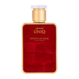 Armaf Uniq eau de parfum bottle front with bold red accents for confident daily wear.