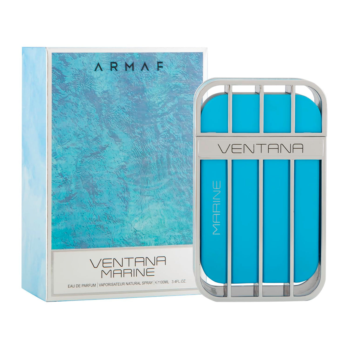 Armaf Ventana Marine cap detail highlights premium craftsmanship and long-lasting presence.