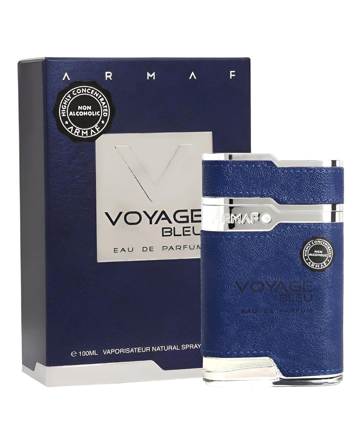 Armaf Voyage Bleu box and bottle set, premium gift-ready packaging.