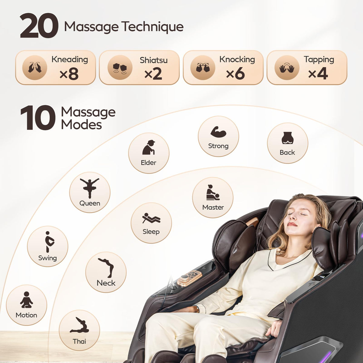 Armali zero gravity angle with 180° recline reducing spinal pressure