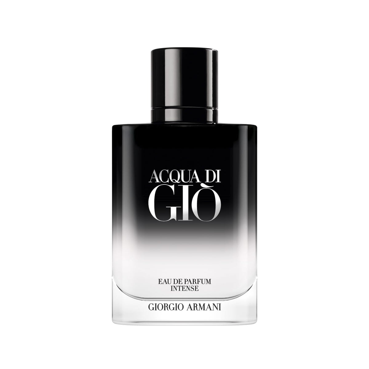 Armani Beauty Acqua di Giò Intense bottle front view highlights premium masculine design.