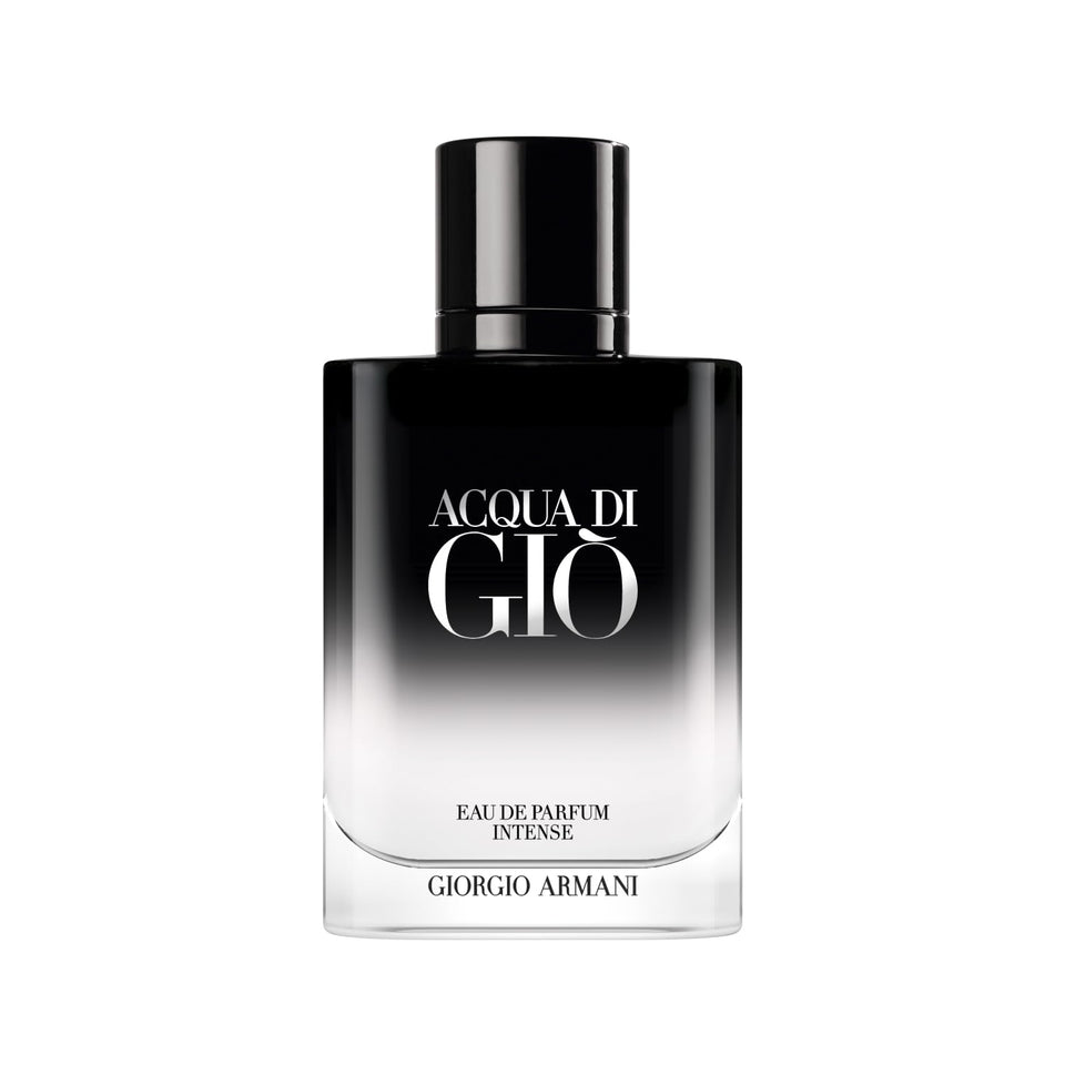 Armani Beauty Acqua di Giò Intense bottle front view highlights premium masculine design.