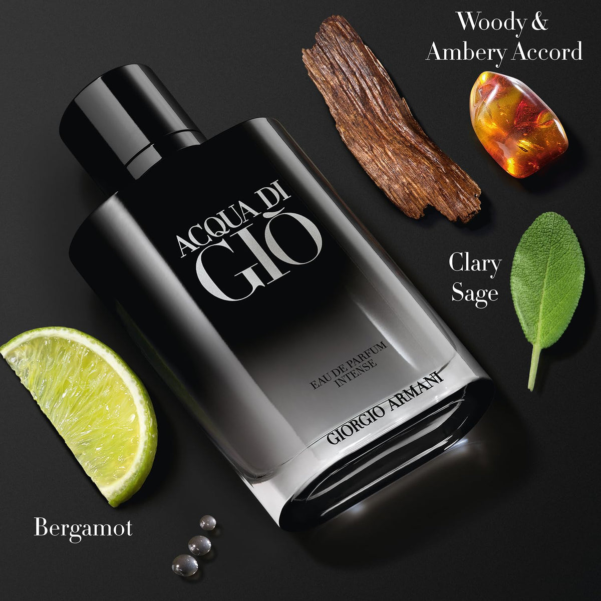 Cap detail of Armani Beauty Acqua di Gio Intense with glossy black finish