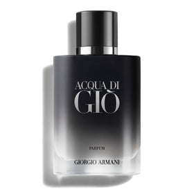 Armani Beauty Acqua di Giò Parfum bottle closeup highlights luminous marine freshness for everyday confidence.