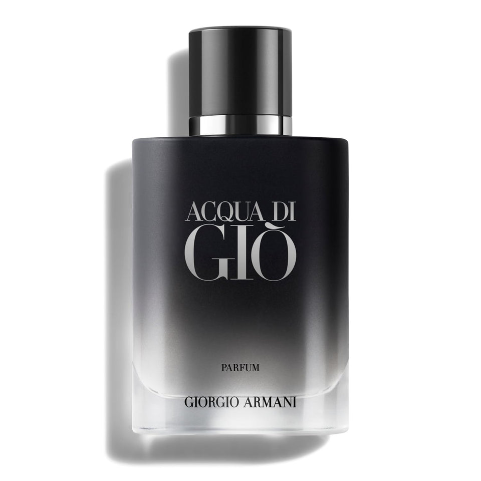 Armani Beauty Acqua di Giò Parfum bottle closeup highlights luminous marine freshness for everyday confidence.