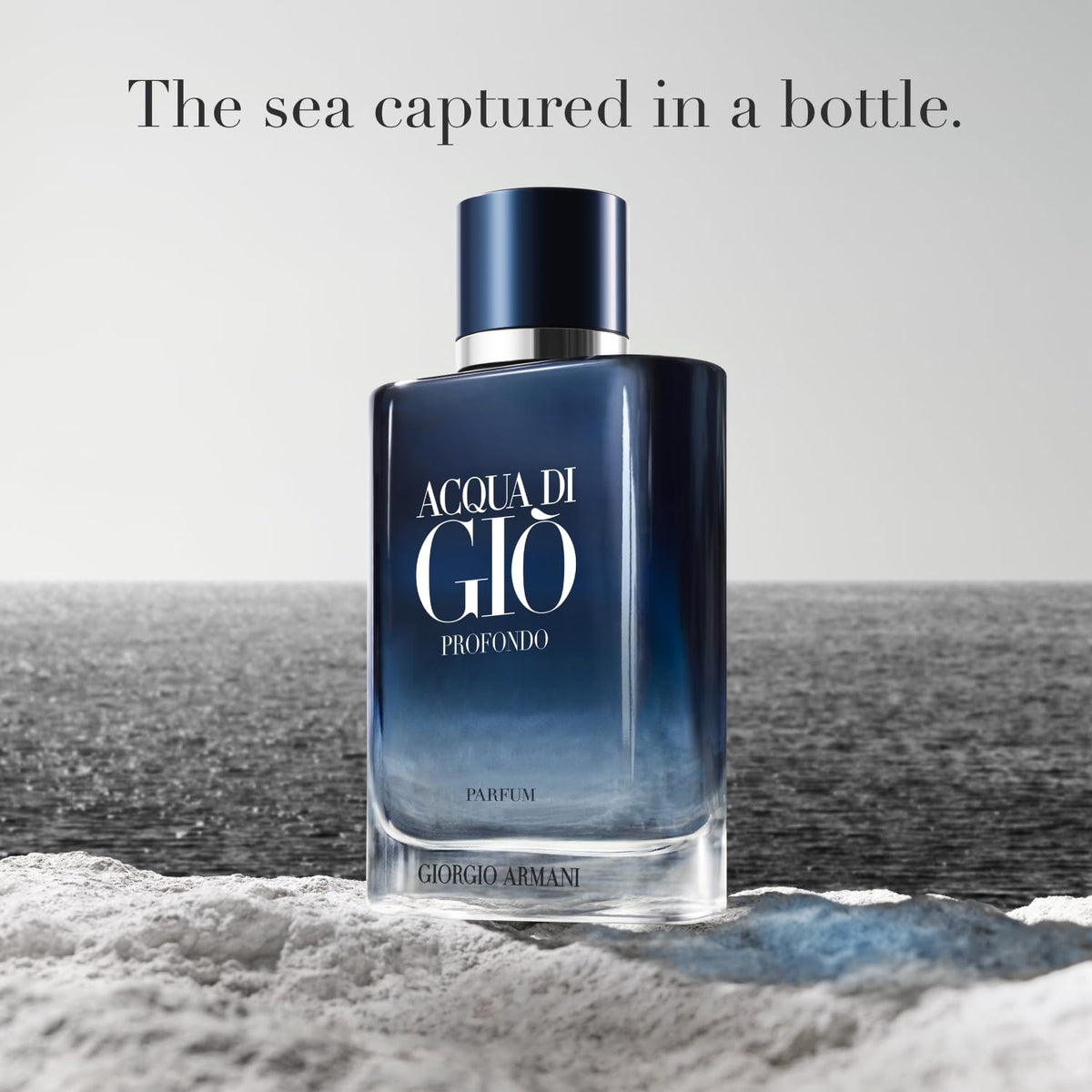 Armani Beauty Acqua di Giò Profondo Parfum bottle texture reflects ocean depths