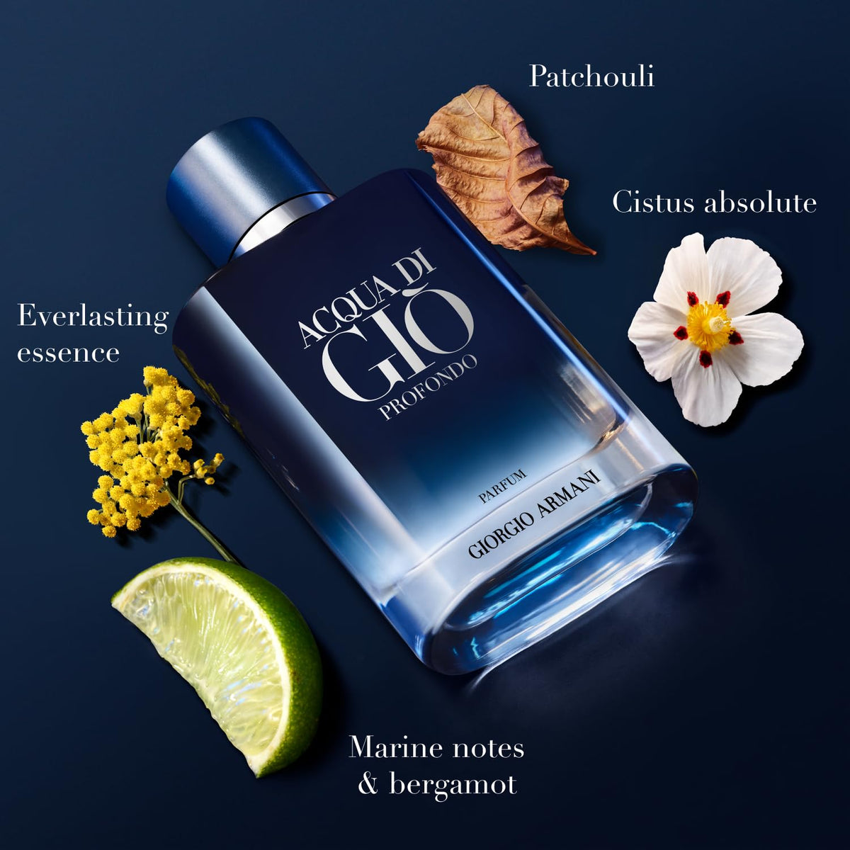 Armani Beauty Acqua di Giò Profondo Parfum bottle cap highlights luxury finish