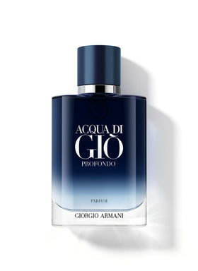 Armani Beauty Acqua di Gio Profondo Parfum bottle conveys ocean depth for daily wear
