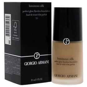 Armani Beauty Luminous Silk Foundation swatch demonstrates medium coverage on skin.