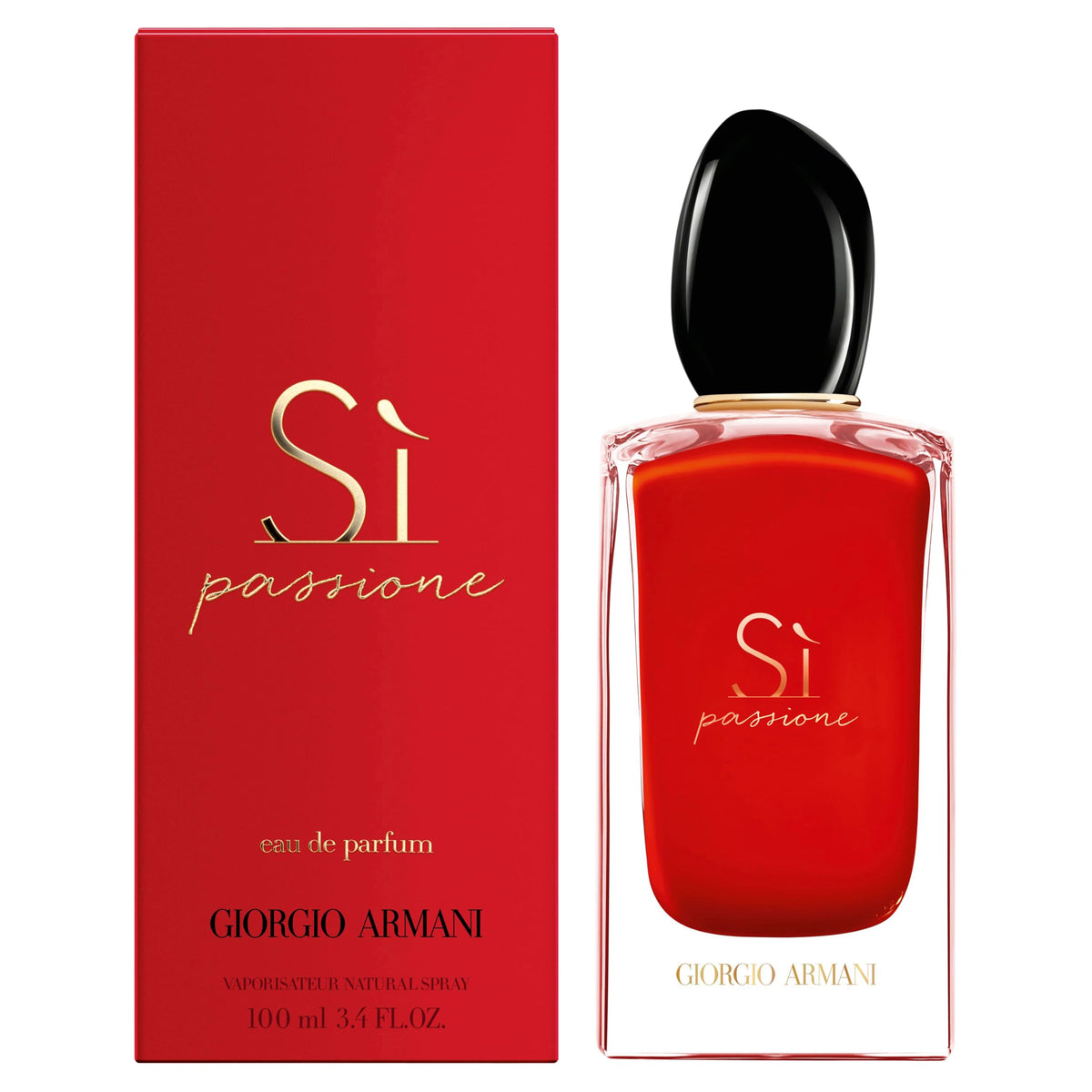 Armani Beauty Sì Passione bottle closeup highlighting pear and jasmine notes