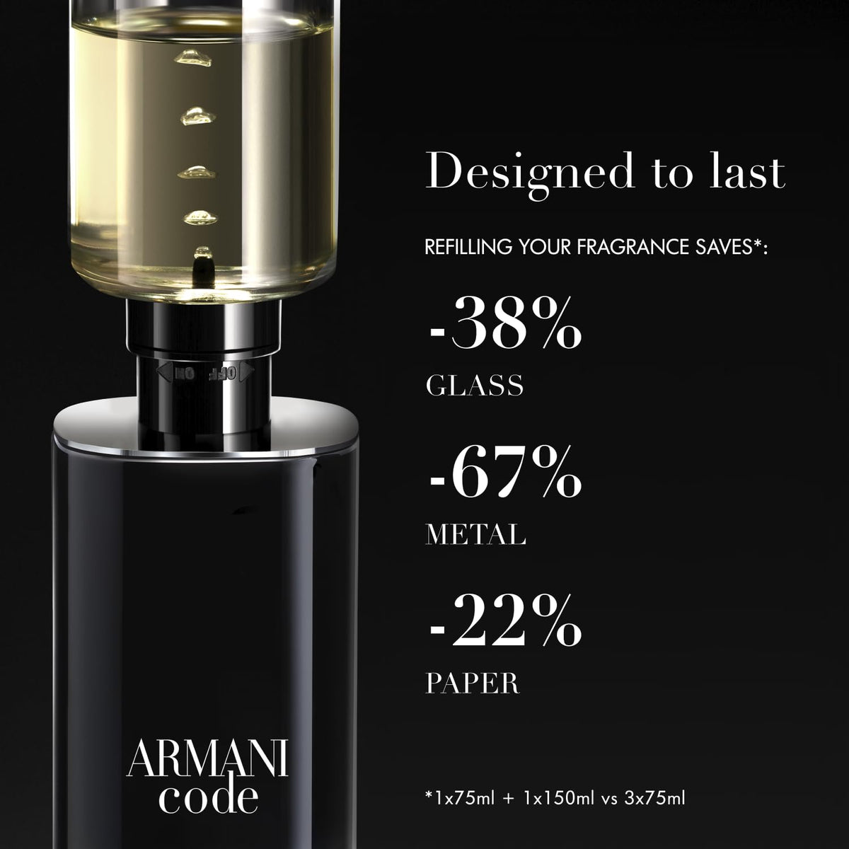 Armani Code bottle angled shot, premium design statement for masculine style.