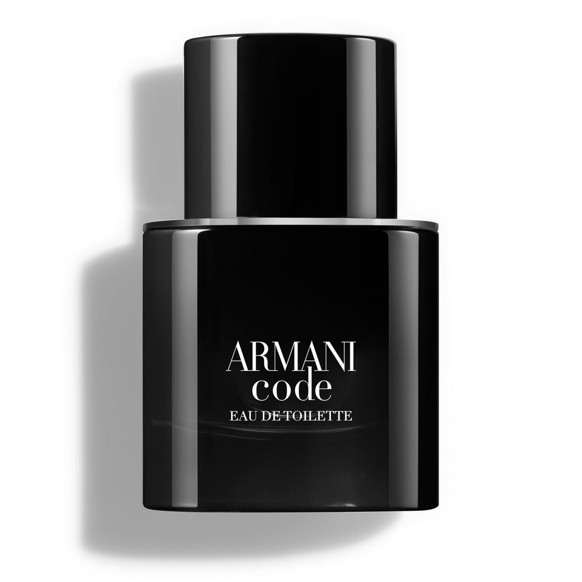 Armani Code bottle on display highlights the ambery woody scent.
