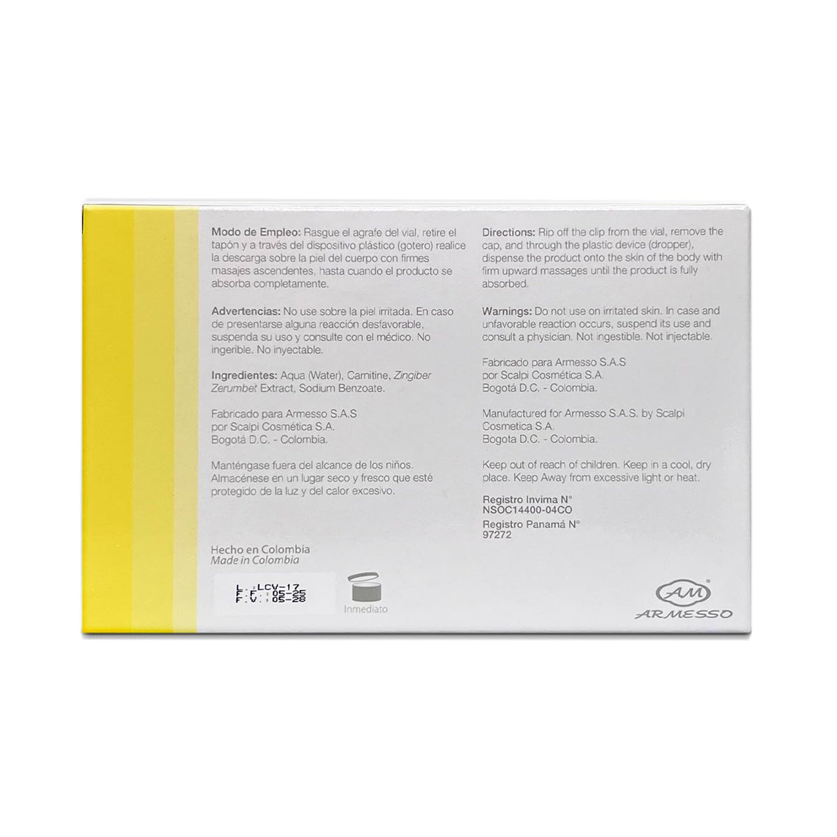 Armesso professional packaging with five sterile vials for spa use.