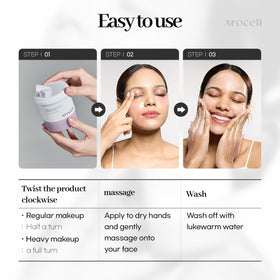 Easy daily use routine with AROCELL OFFICIAL balm for clean, nourished skin.