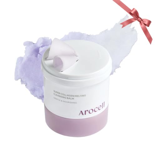 AROCELL OFFICIAL Super Collagen Melting Balm jar closeup showing gentle makeup removal and hydration.