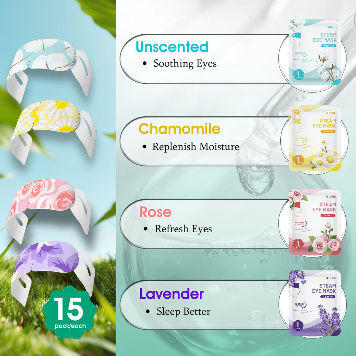 AROIC rose steam eye mask pack for refreshing eyes after long days