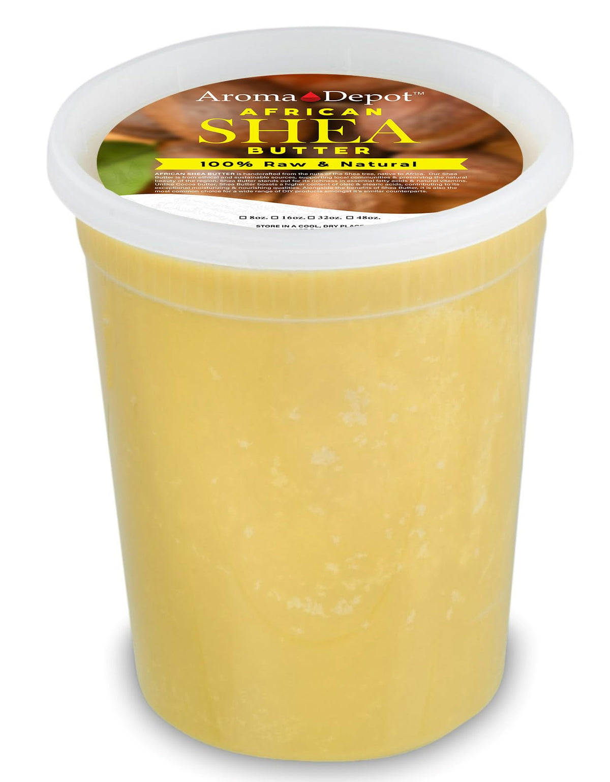 Aroma Depot Raw African Shea Butter 32oz jar for rich moisturizing on dry skin