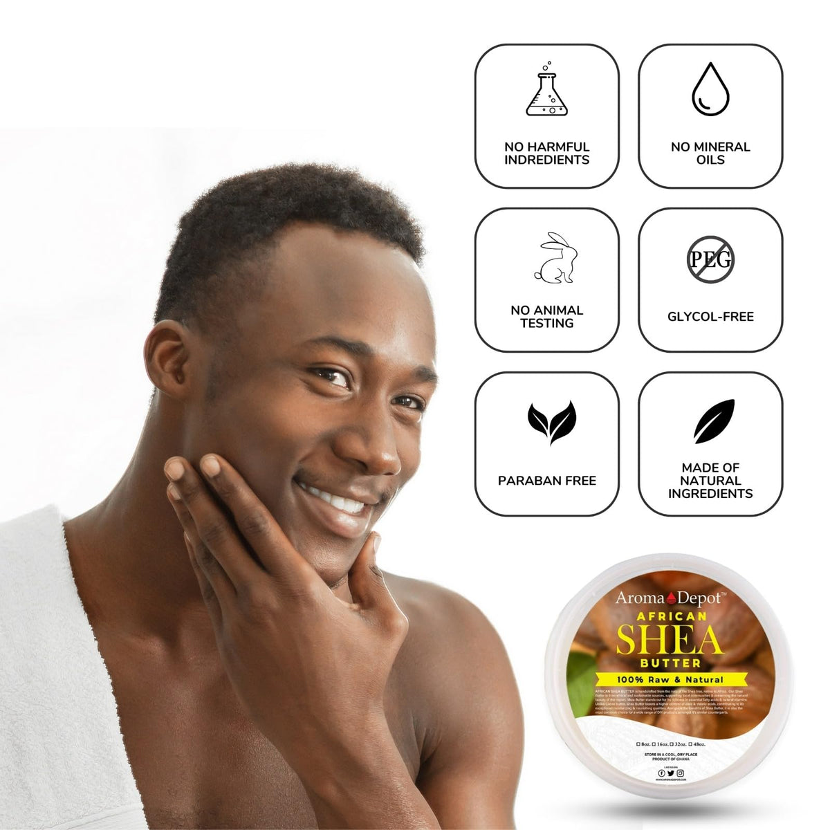 Texture close-up of Aroma Depot Shea Butter showing natural grain and unrefined appearance