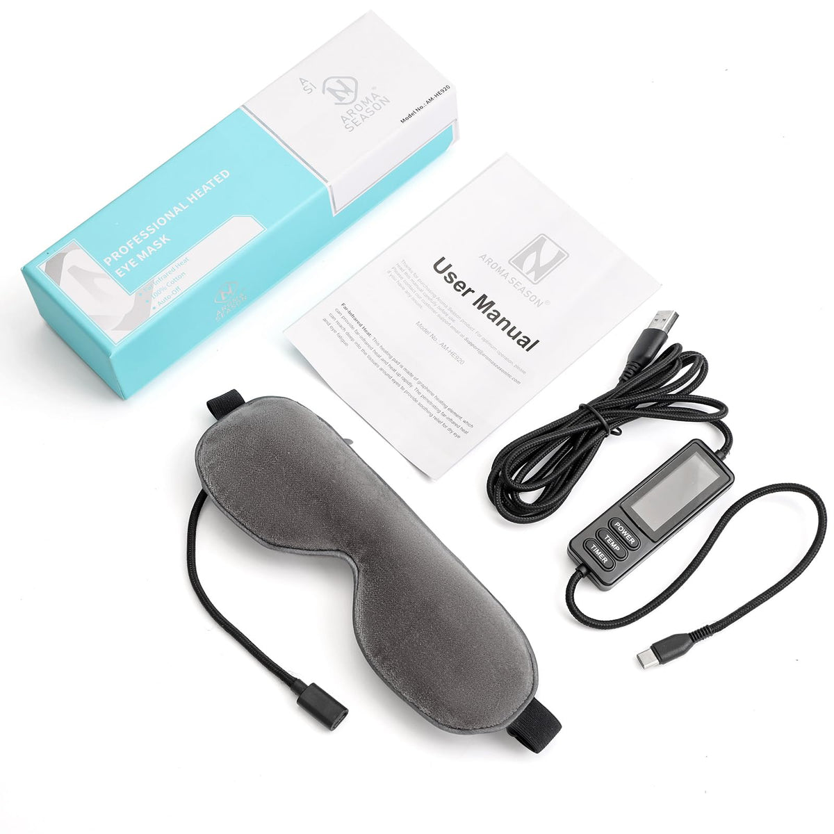 Aroma Season eye mask worn during relaxation for soothing eye comfort.