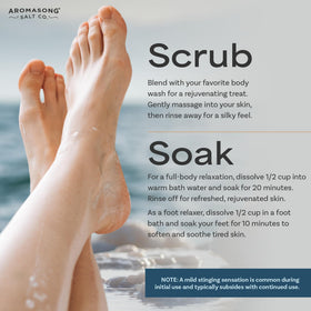Aromasong bath salts in a spa scene promoting calm and relaxation
