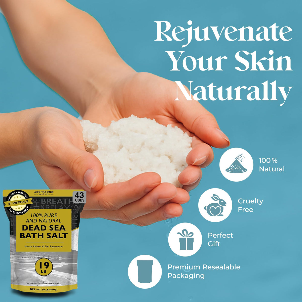 Aromasong Dead Sea Bath Salt suitable for gentle body scrubs