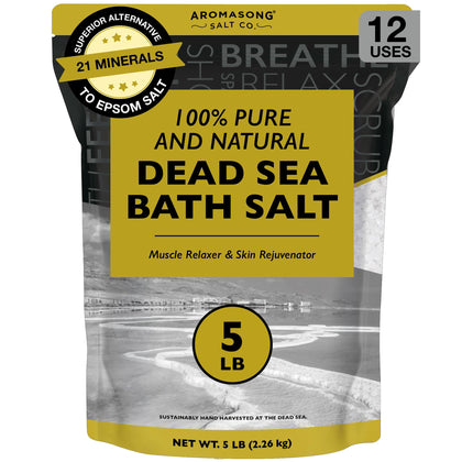Aromasong Dead Sea Bath Salt fine grain 5lb ready for soaking.