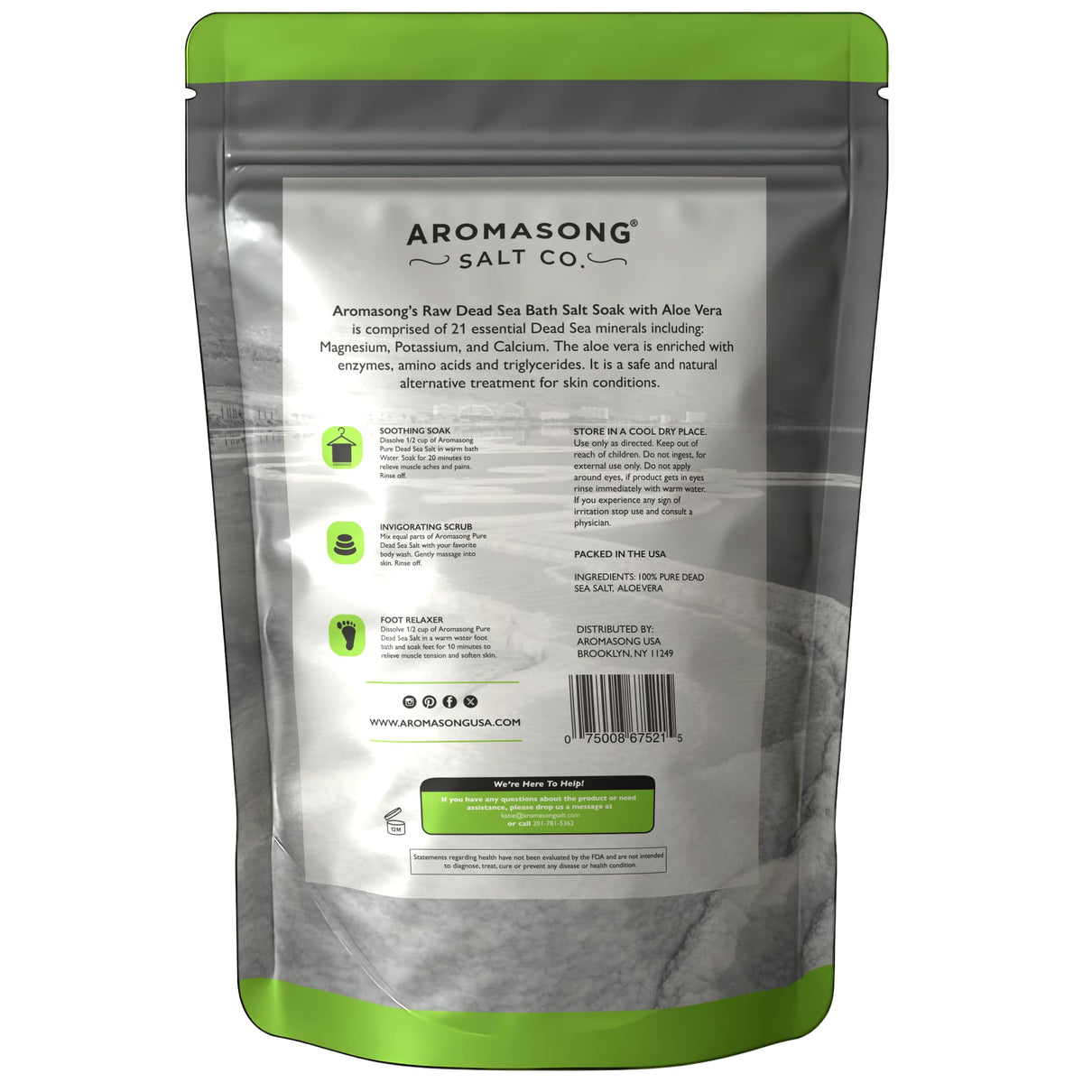 Aromasong Dead Sea salt with mud for nourishing spa ritual.