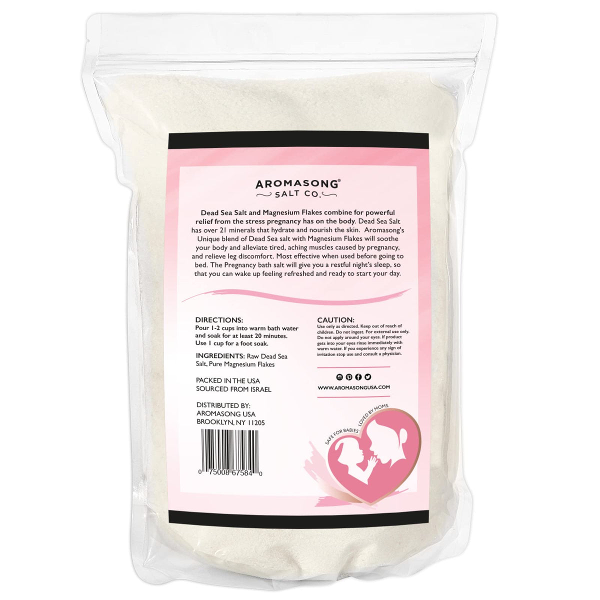 Aromasong Dead Sea Pregnancy Bath Soak used postpartum to ease tired limbs.