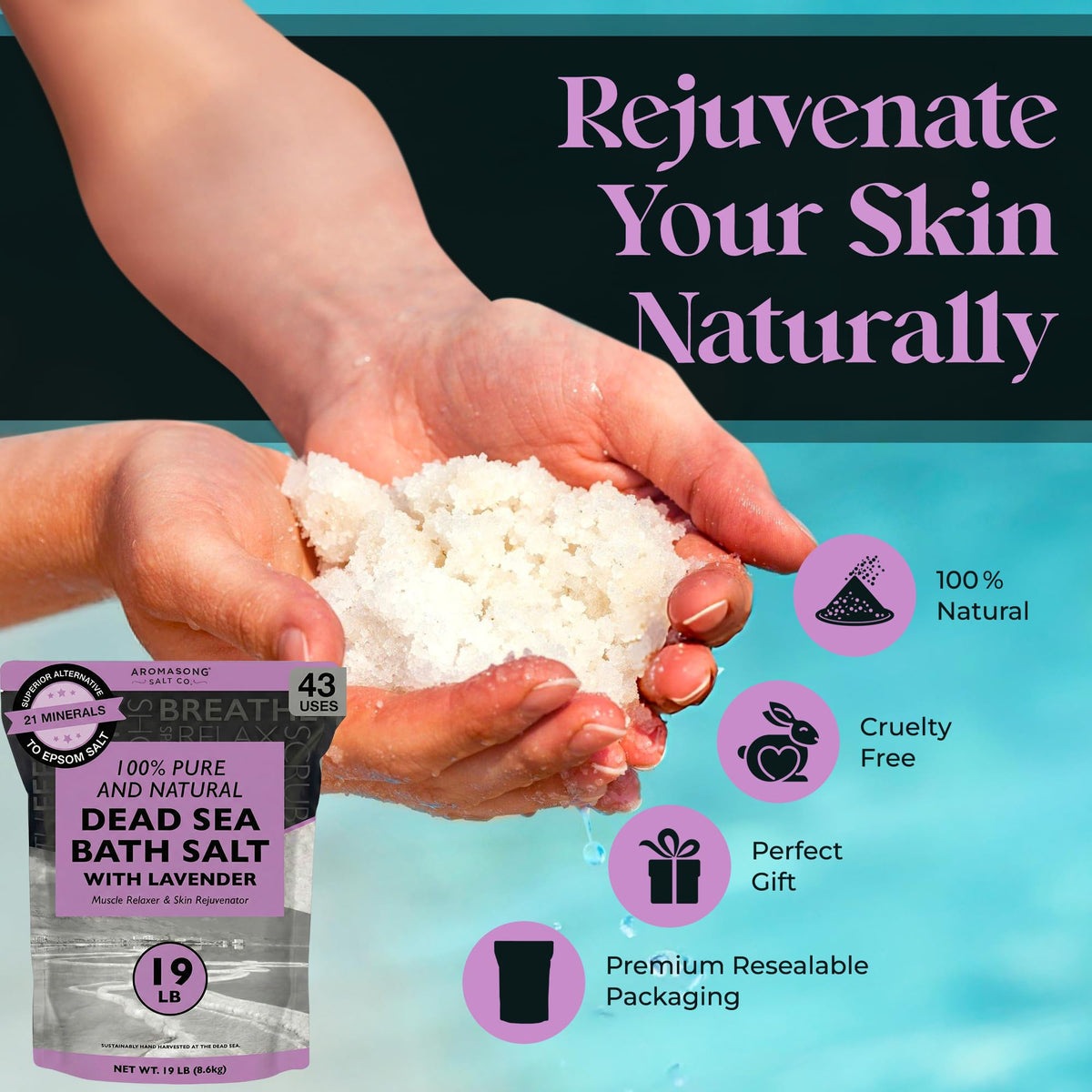 Aromasong Lavender Dead Sea Salt foot soak for soothing tired feet