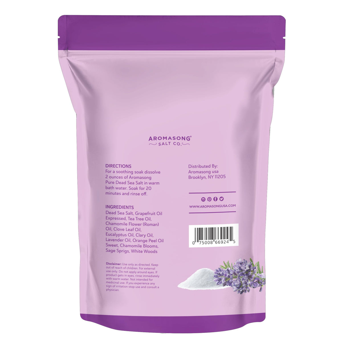Aromasong Dead Sea Salt soak creates a calm, restorative bath ritual