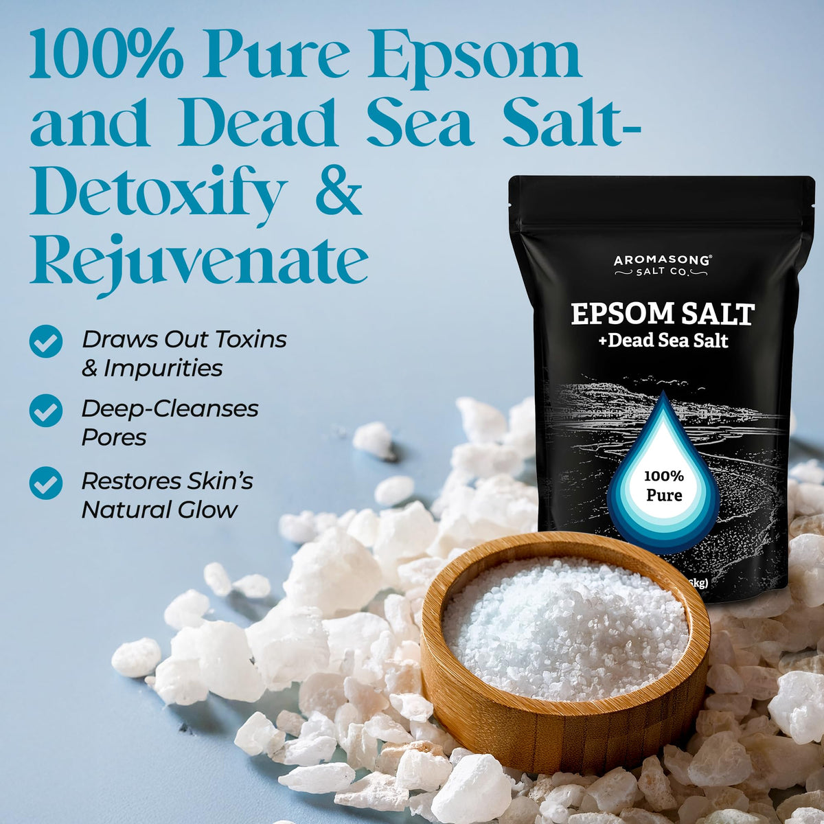 Aromasong Epsom Salt foot soak bowl ready for a relaxing ritual