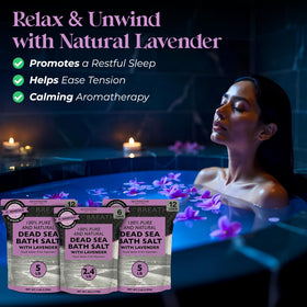 Aromasong Dead Sea salt foot soak with lavender highlights smooth skin.