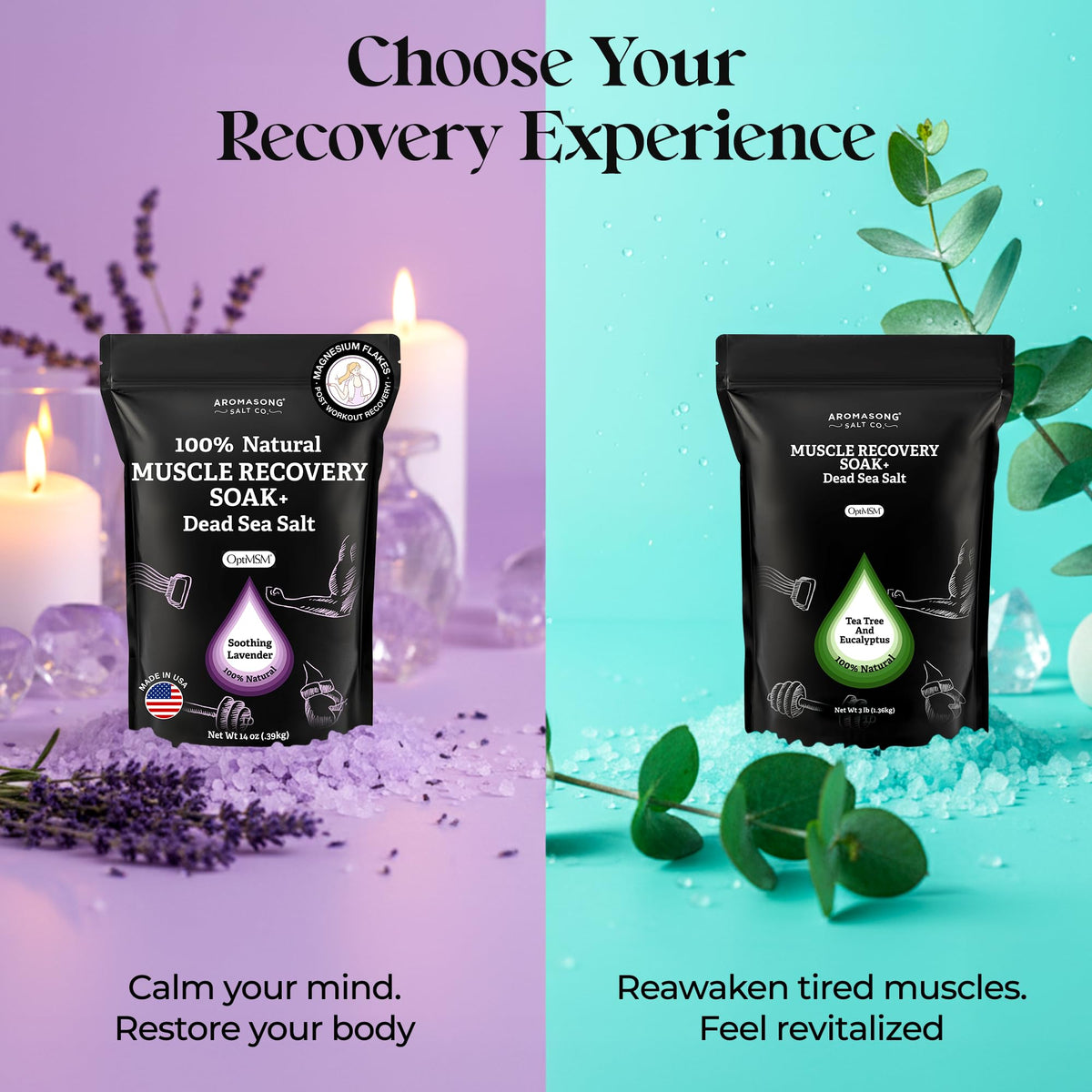 Aromasong lavender and tea tree oils scent a soothing bath experience.