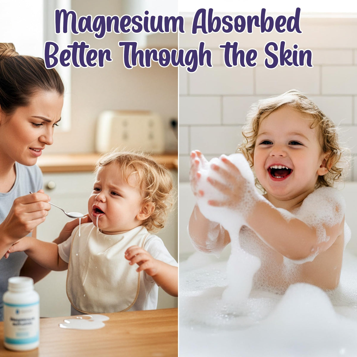 Baby bath scene with Aromasong magnesium flakes