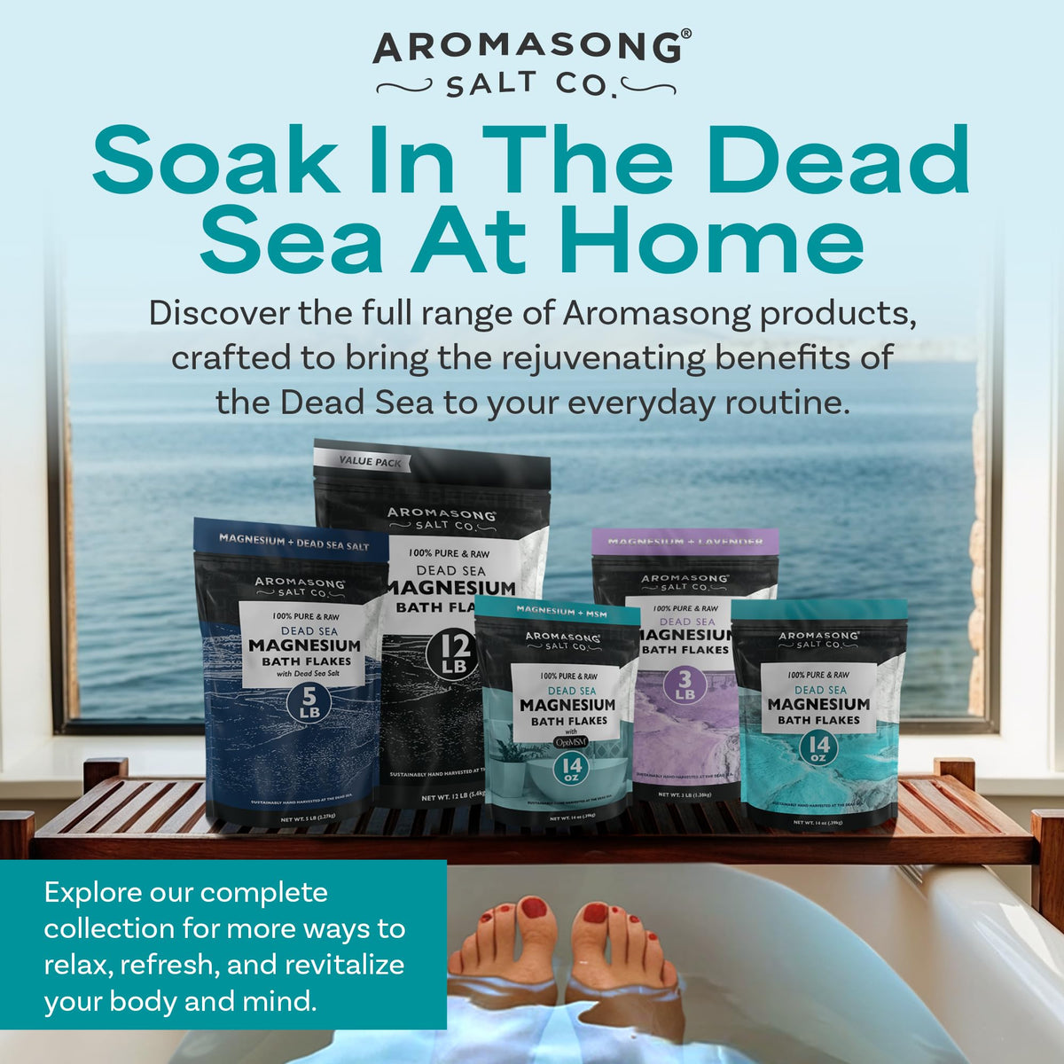 Aromasong magnesium flakes gift-ready packaging for wellness lovers.