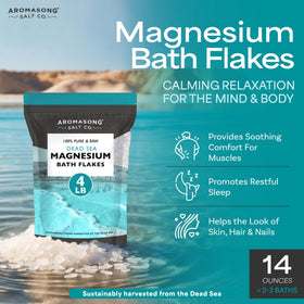 Aromasong magnesium flakes raw crystals close-up highlight mineral-rich texture for skin.