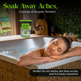 Aromasong organic aloe vera bath salt with 21 minerals for spa-like pampering.