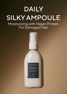 AROMATICA Quinoa Protein Hair Ampoule spray demonstrates even spray coverage without clumping