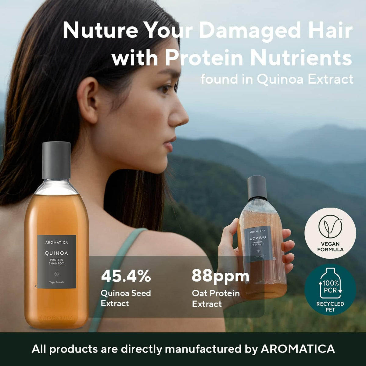 AROMATICA Quinoa Protein Shampoo lather demonstrates gentle cleansing and nourishment