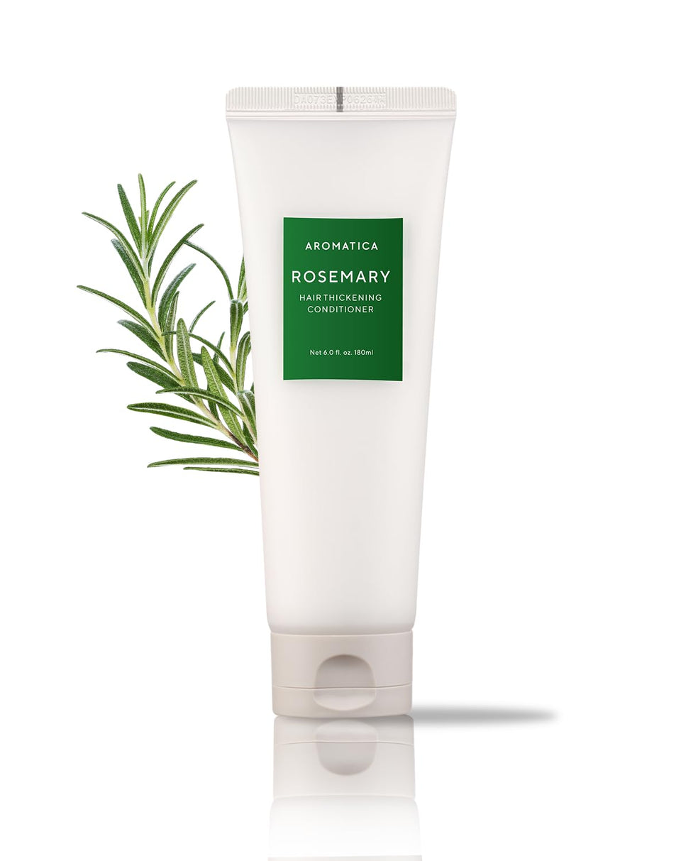 AROMATICA Rosemary Conditioner bottle for deep hydration on dry hair.