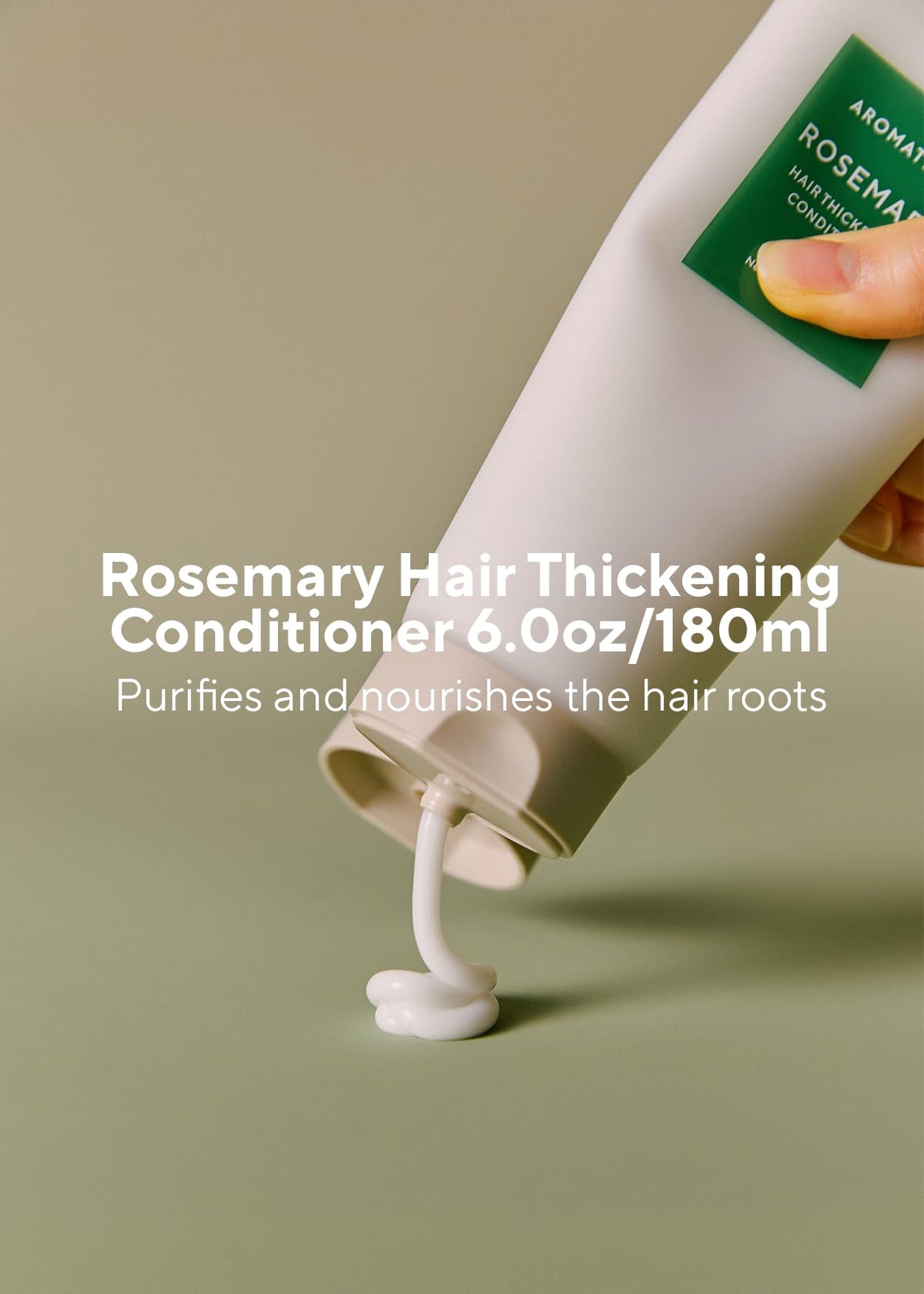 AROMATICA Rosemary Conditioner travel-size bottle ideal for on-the-go care.