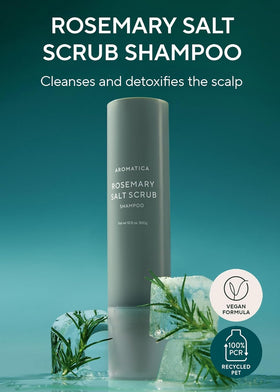 AROMATICA rosemary salt scrub shampoo lather shows rich cleansing