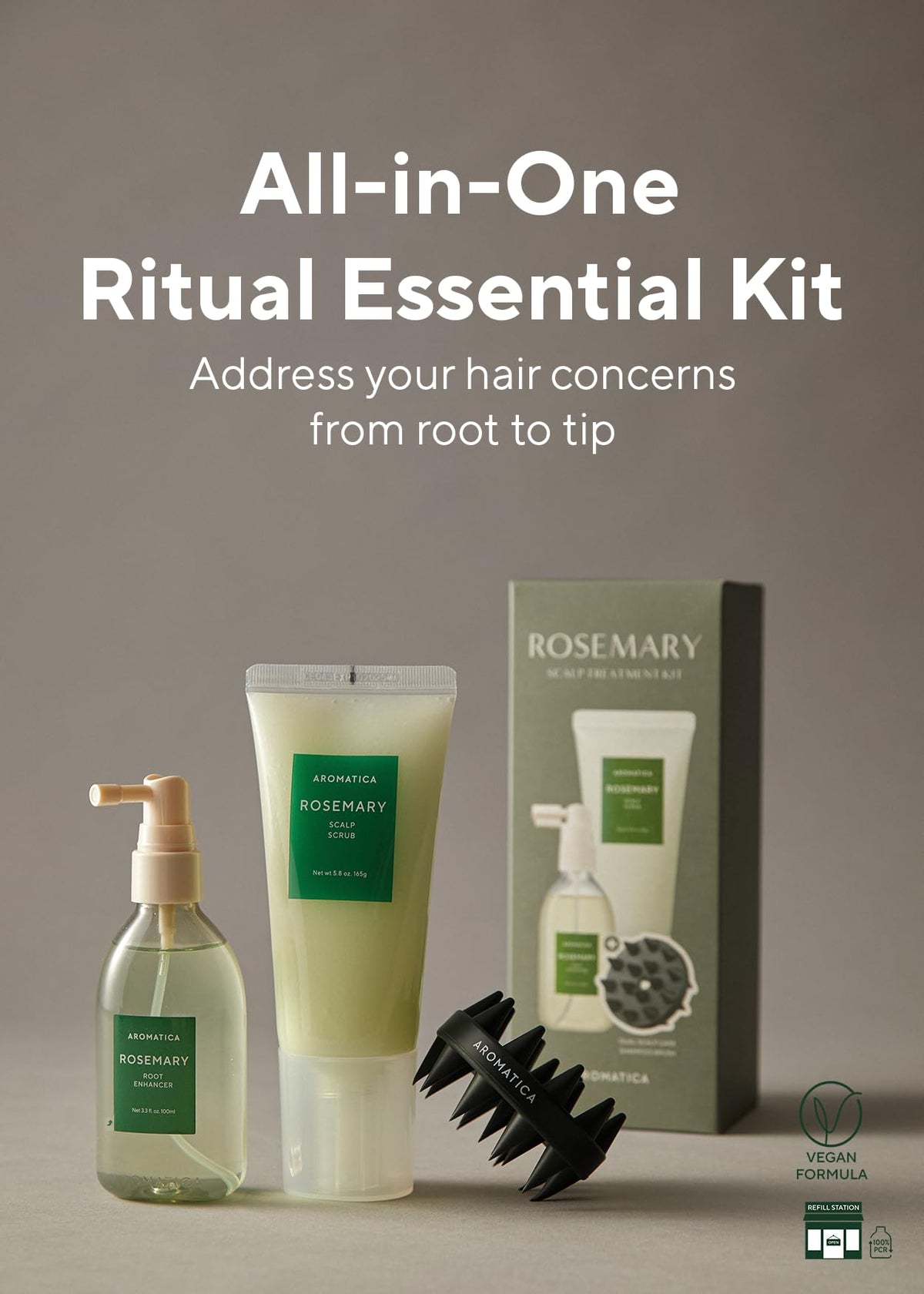 AROMATICA Rosemary Scalp Scrub jar for gentle exfoliation.