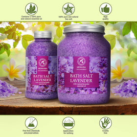 AROMATIKA Bath salts jar 46 oz highlighting generous supply
