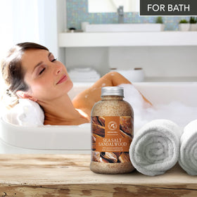 AROMATIKA bath salts sandalwood cinnamon aroma conveys calming scent for sleep routines.