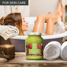 AROMATIKA bath salts for skin care—eucalyptus aroma enhances your nightly routine.