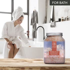 Spa scene with AR0MATIKA Himalayan pink salt dissolving in warm water